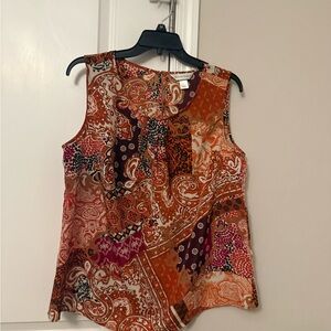 Christopher & Banks Paisley Patchwork Sleeveless Top in Rust, Burgundy and Pink